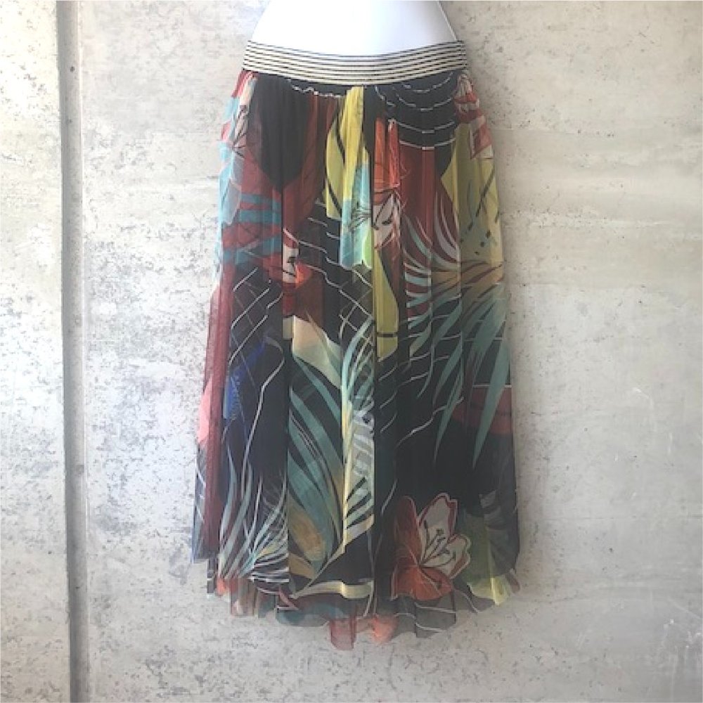 Italian Boho Tulle printed skirt chic date night brunch summer party layered